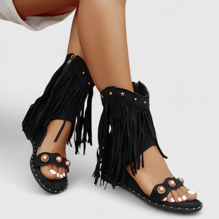 Sandales à Franges Noires Femme | Audacieuses Été 2026
