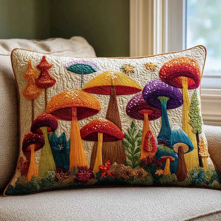 Housse de Coussin Rembourrée - Jardin de Champignons
