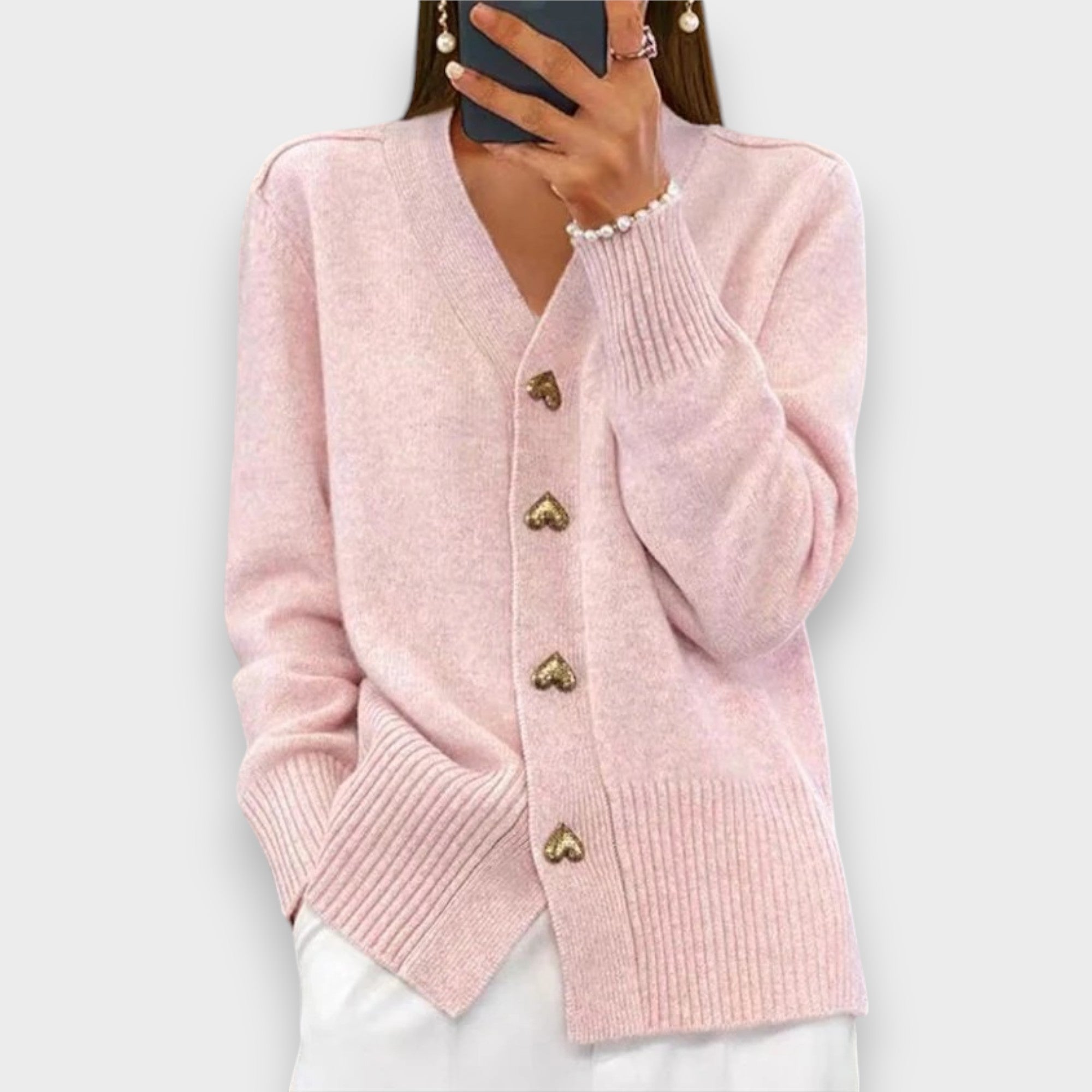 Armelle | Cardigan Élégant avec Boutons en Forme de Cœur