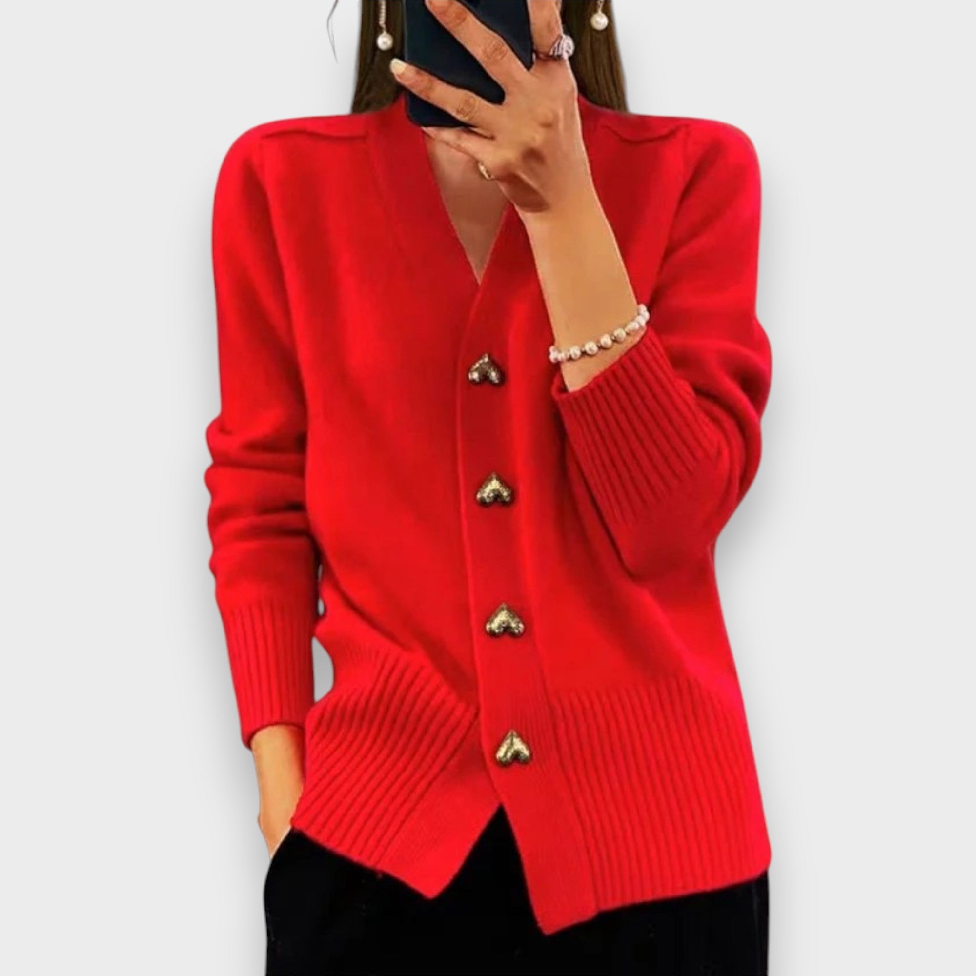 Armelle | Cardigan Élégant avec Boutons en Forme de Cœur