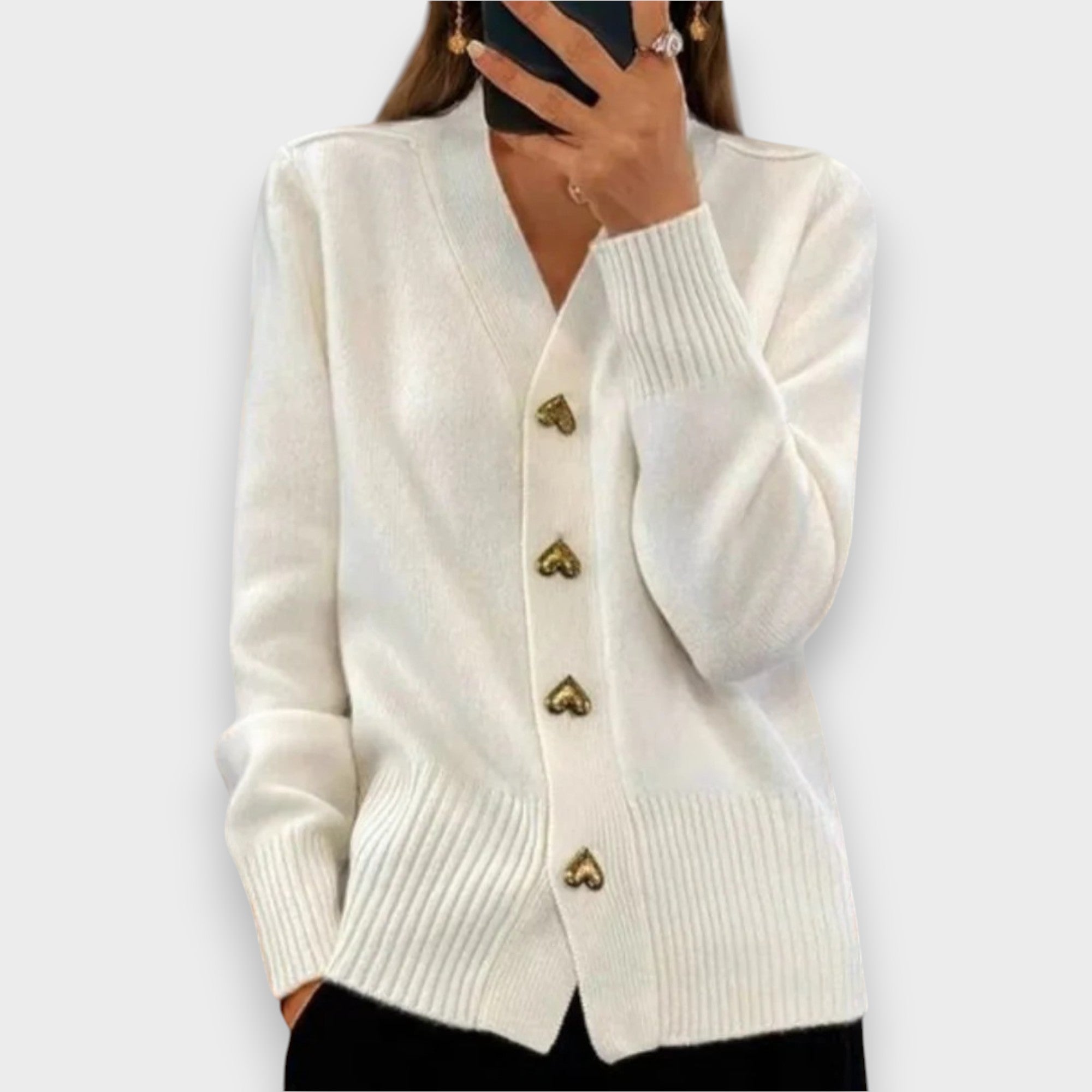 Armelle | Cardigan Élégant avec Boutons en Forme de Cœur