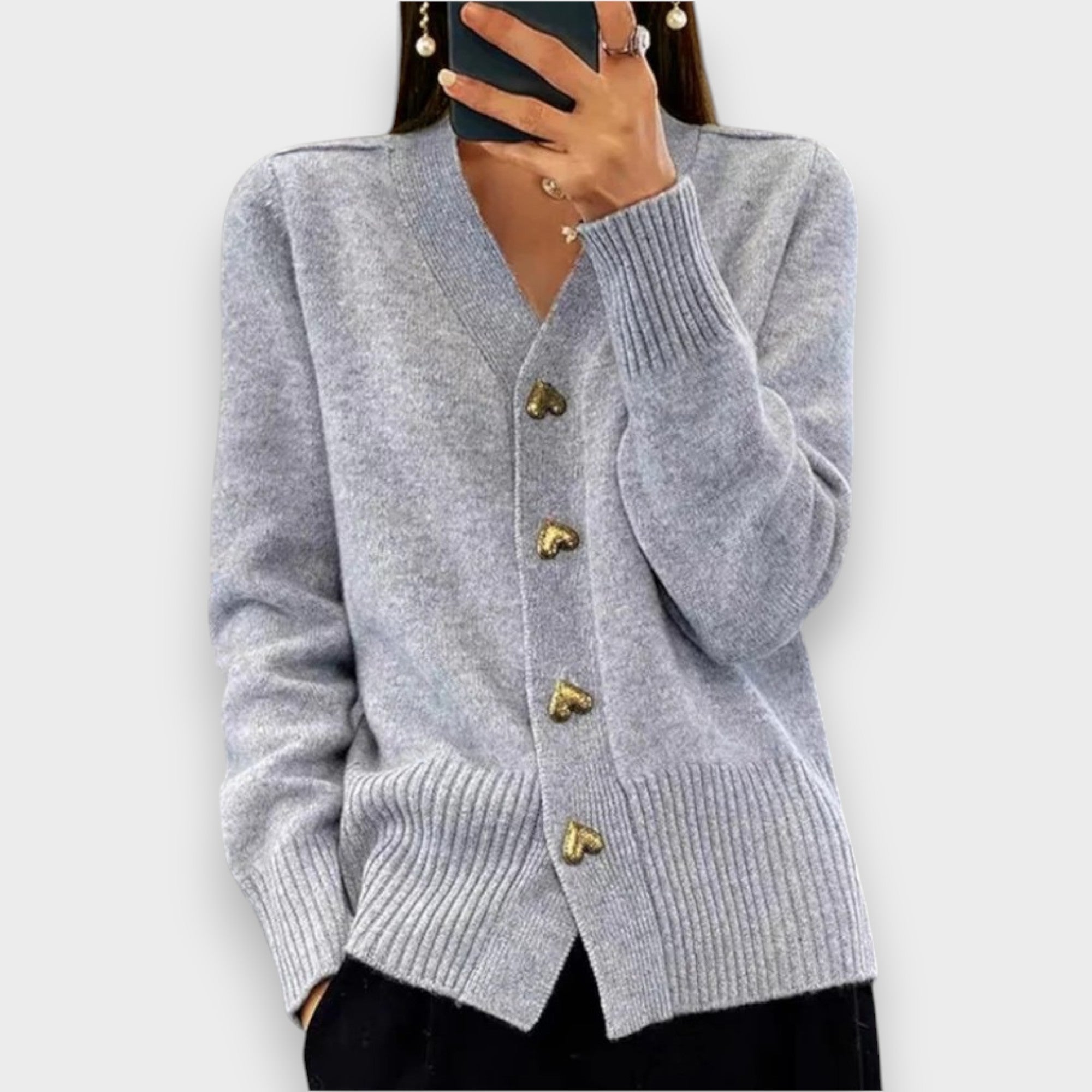 Armelle | Cardigan Élégant avec Boutons en Forme de Cœur