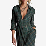 Rosa™ | Robe chemise élégante longue à carreaux
