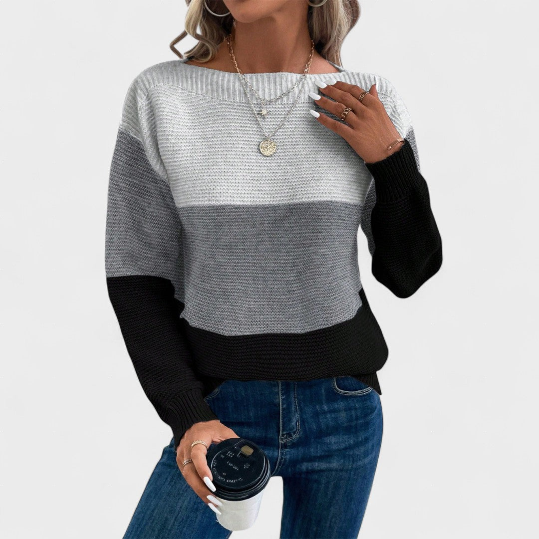 Camille | Pull en Maille à Blocs de Couleur