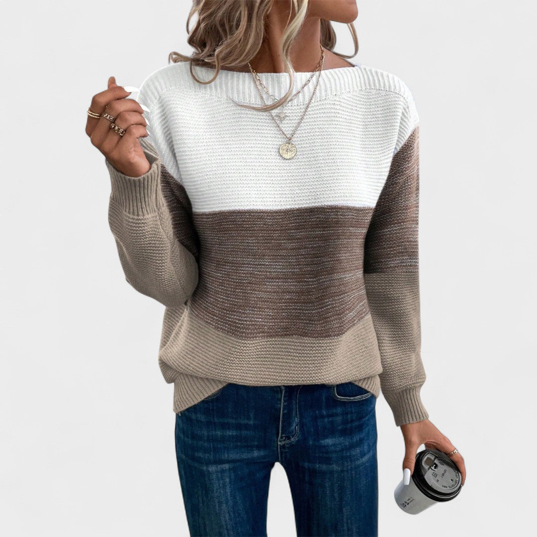 Camille | Pull en Maille à Blocs de Couleur