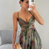 Karen | Robe Maxi Imprimée Fleurie avec Col V