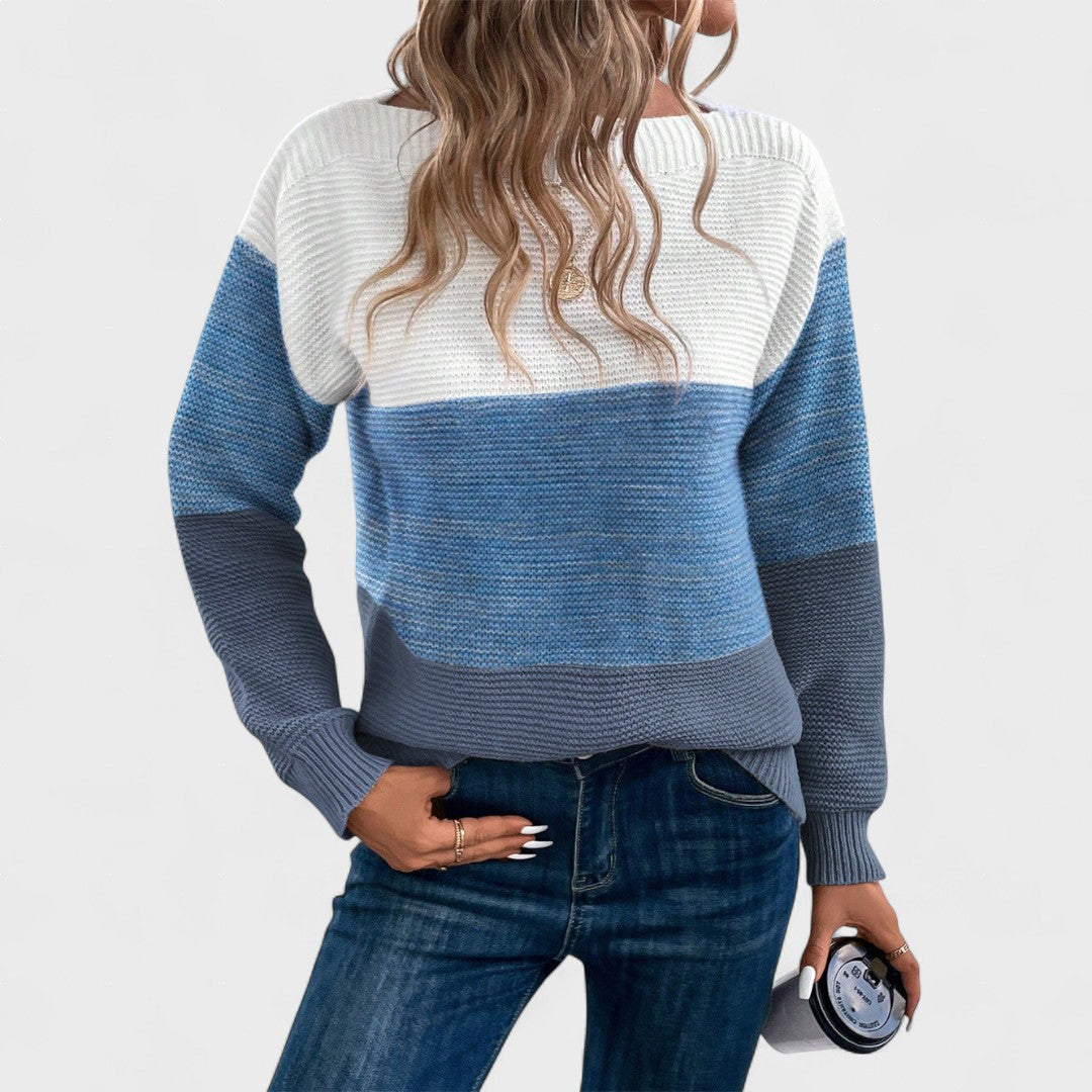 Camille | Pull en Maille à Blocs de Couleur