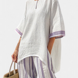 Allegra – blouse confortable et pantalons à rayures en bambou