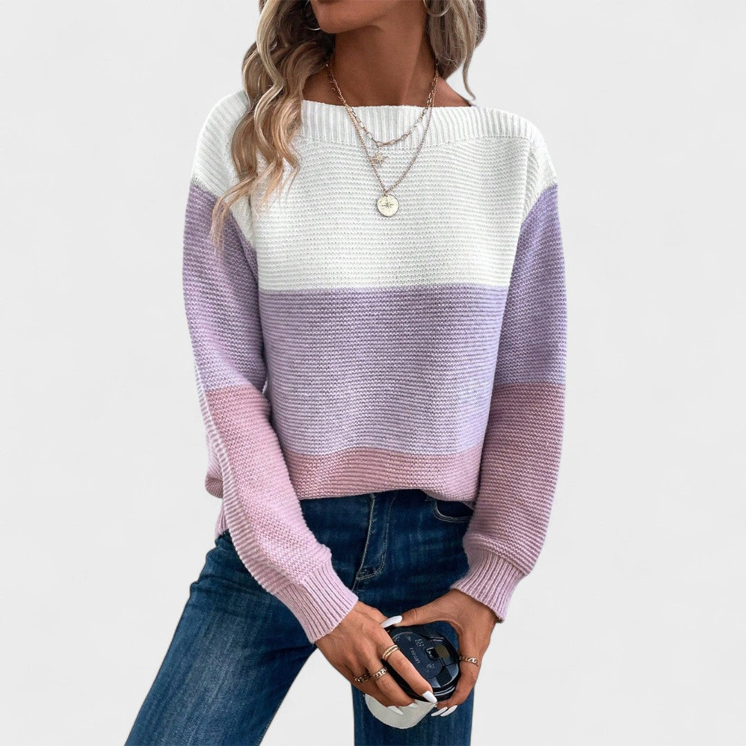 Camille | Pull en Maille à Blocs de Couleur
