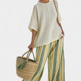 Caterina – haut sophistiqué et pantalon à rayures