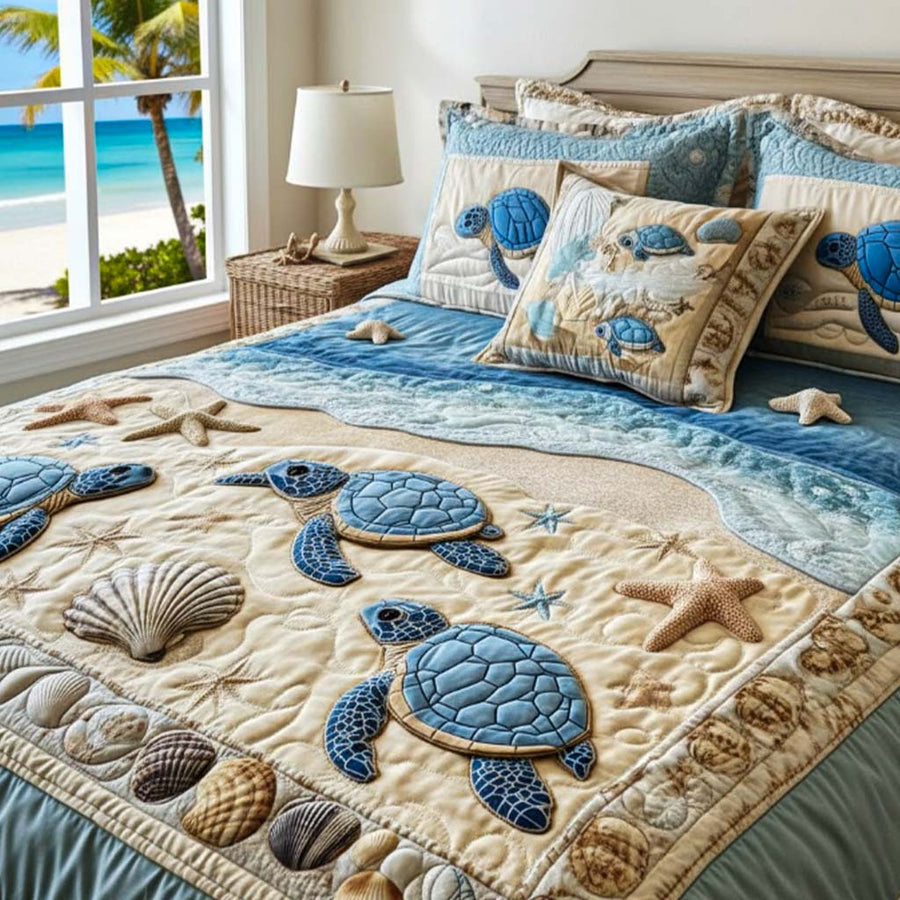 Ocean Waves 3-Piece Quilted Bedding Set NCU0NT2149