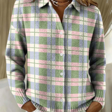 Nathalie | Cardigan à carreaux pastel à boutons