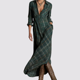 Rosa™ | Robe chemise élégante longue à carreaux