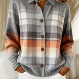 Françoise | Cardigan chaud à carreaux ombré