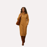 Nadia™ | Robe midi en tricot avec des boutons