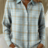 Christine | Cardigan bleu ciel à carreaux à boutons