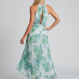 Portia | Robe Midi à Bretelles Plissée avec Motif Floral Doux