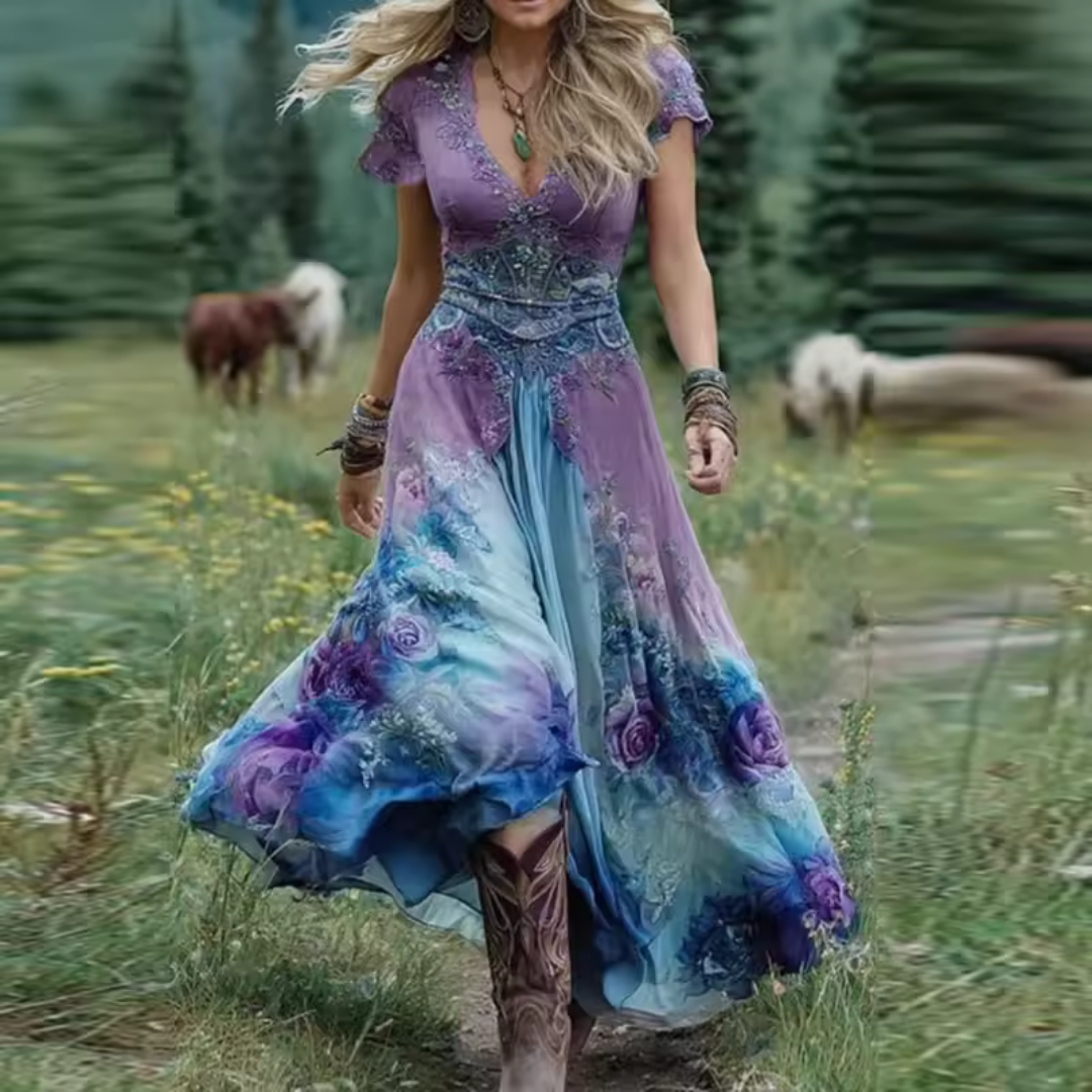 Giulia™ | Robe boho longue avec imprimé floral