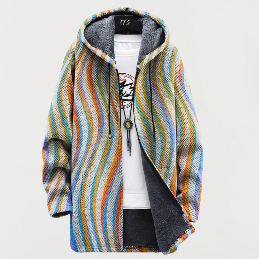 Ríona - Manteau à Rayures Ondulées