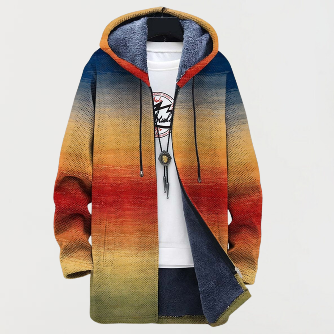 Caoimhe - Manteau à Imprimé Dégradé de Coucher de Soleil