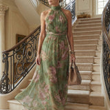 Mireille | Robe Midi à Col Halter Froncée