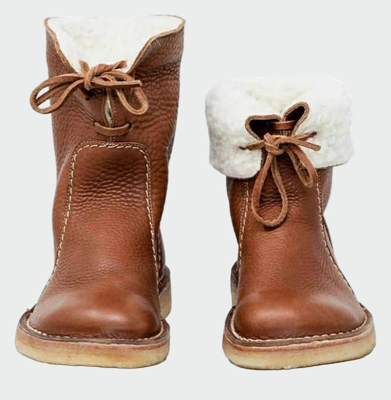 Valerie - Bottes en cuir imperméables avec doublure en laine