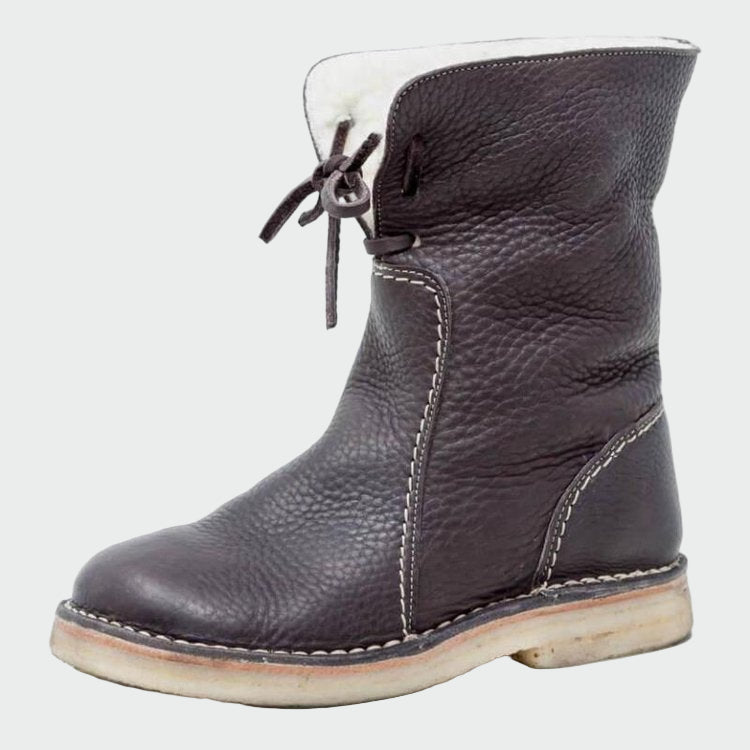 Valerie - Bottes en cuir imperméables avec doublure en laine