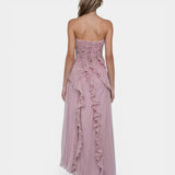 Féodora I Robe Maxi Asymétrique Lavande à Volants