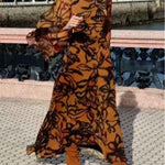 Ashley | Robe longue imprimée Beach Glam Brown