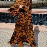 Ashley | Robe longue imprimée Beach Glam Brown
