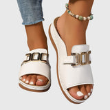Sandales Blanches Boucle Dorée Double Femme | Modernes Été