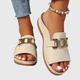 Sandales Blanches Boucle Dorée Double Femme | Modernes Été