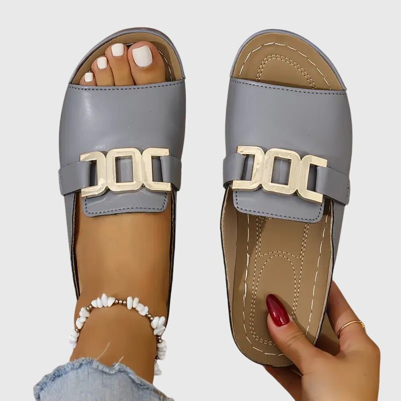 Sandales Blanches Boucle Dorée Double Femme | Modernes Été