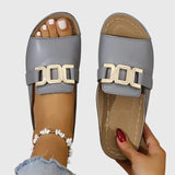 Sandales Blanches Boucle Dorée Double Femme | Modernes Été