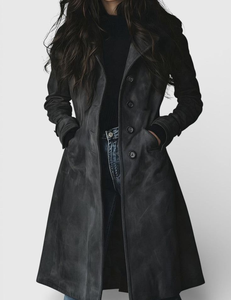 Teresa™ | Trench-coat en Suède de Style Vintage
