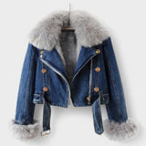 Thyra™ | Veste en Denim avec Doublure en Fourrure Synthétique