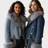 Thyra™ | Veste en Denim avec Doublure en Fourrure Synthétique
