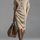 Nadia™ | Robe midi en tricot avec des boutons