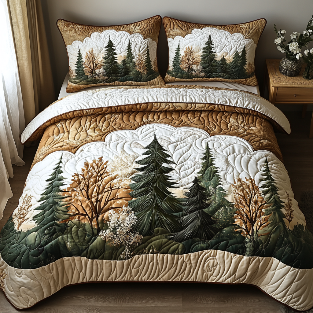 Forest v2 3-Piece Quilted Bedding Set NCU0VT164
