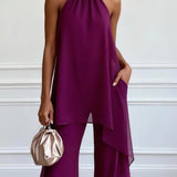 Viola | Ensemble Élégant Halter avec Pantalons