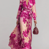 Julia | Robe Maxi Fleurie avec Décolleté en V et Ceinture