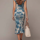 Desiderio | Robe midi plissée tie-dye bohémienne