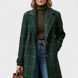 Yrsa™ | Élégant manteau en tweed à motif tartan