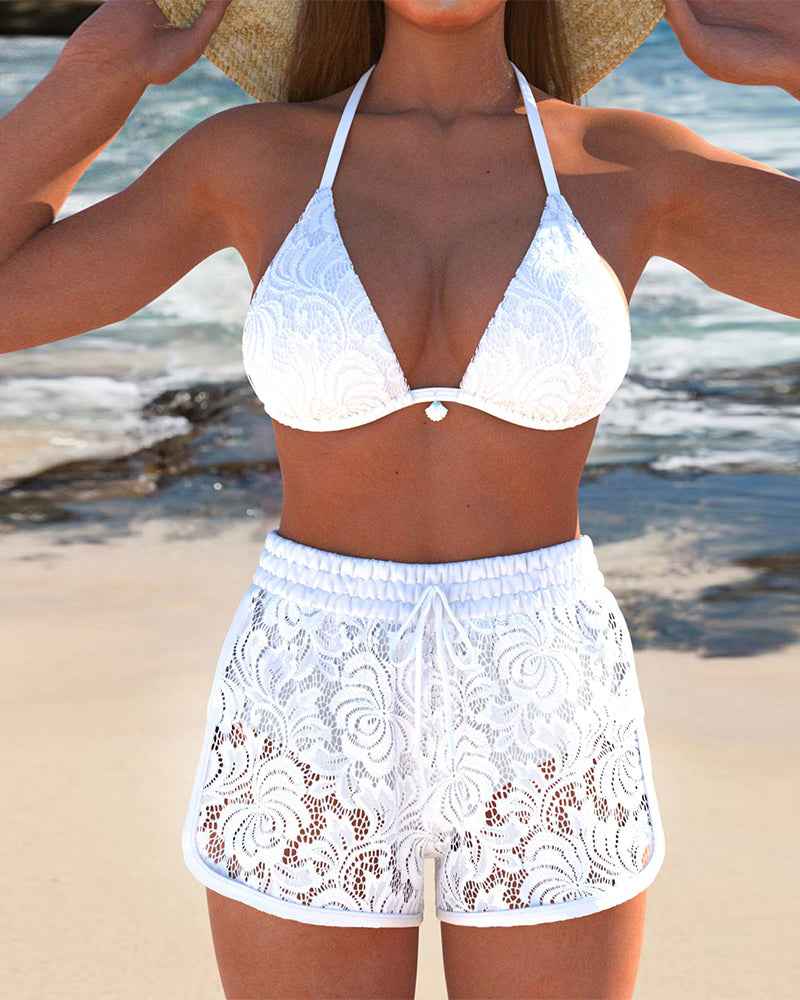 Laluna® | Ensemble de bikini en dentelle unie élégant
