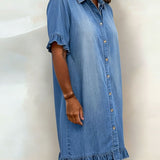 Anne™ | Robe en denim froncée
