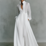 Robe Maxi en Lin Patchwork Col Montant