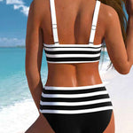 Laluna® | Bikini Rayé Taille Haute