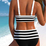 Laluna® | Bikini Rayé Taille Haute