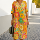 Nira | Robe Midi Fleurie Éclatante