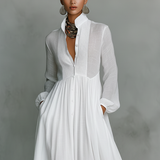 Robe Maxi en Lin Patchwork Col Montant